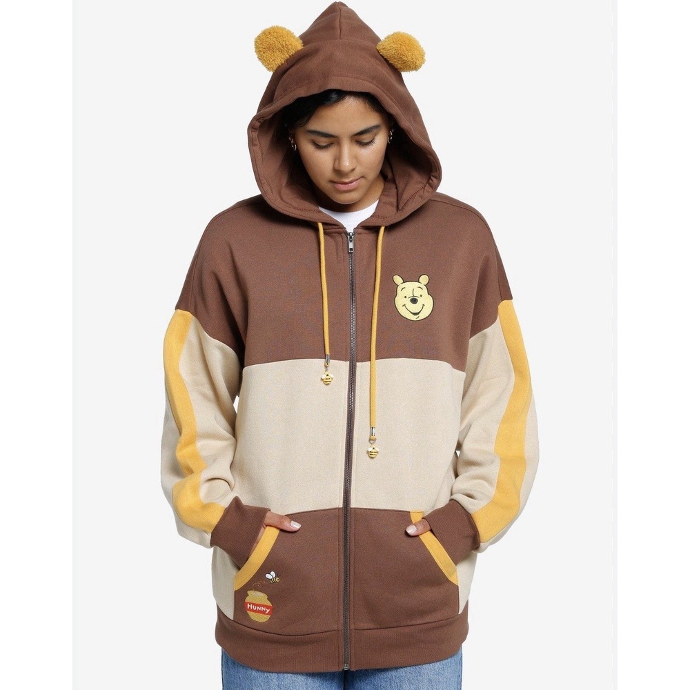Disney Winnie The Pooh Hoodie‎ Jacket With Ears 2xL Brown Oversized